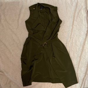 Long vest style with belt and pockets